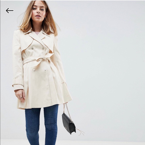 Tan Belted Skater Trench Coat 